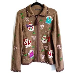 Reference Point Wool Blend Christmas Cardigan Medium